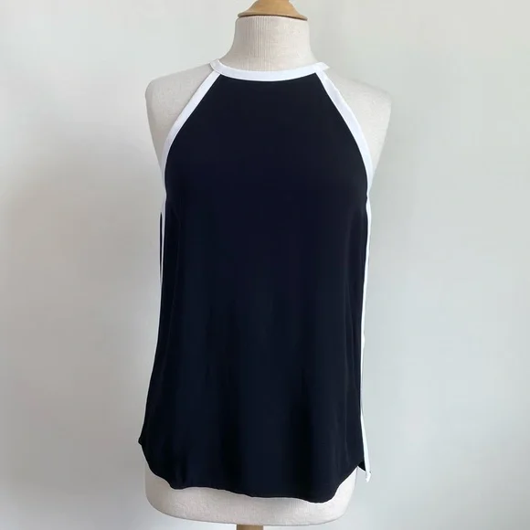 Zara Woman black white trim keyhole back tank XS - Picture 2 of 7
